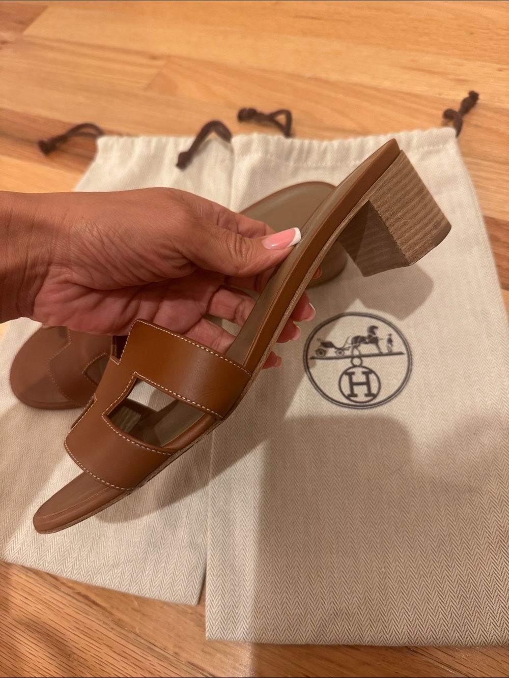Hermes Brown Oasis Oran Leather Slide Sandals Size 10.5 Womens 41 Europe - Picture 5 of 12
